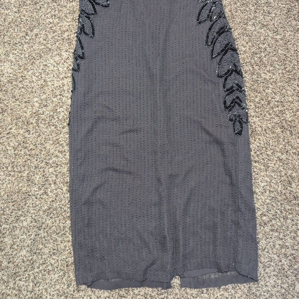 Vintage Oleg Cassini Silk Beaded Petite Evening Dress - Picture 4 of 11